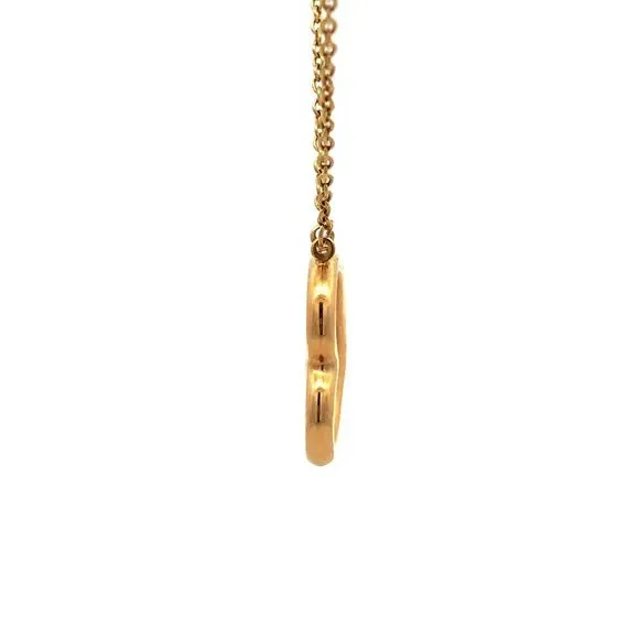 Designer ARR 14K Yellow Gold Puffy Heart Love Anniversary Pendant Chain Necklace